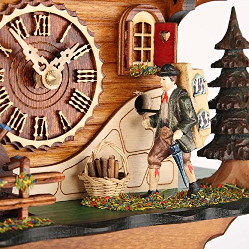 Trenkle Quartz Cuckoo Clock Black Forest House With Moving Mill Wheel