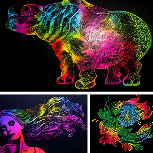 Scratch Paper Mega Value 20 Sheet Rainbow Art Scratch Boards - Thumbnail 4