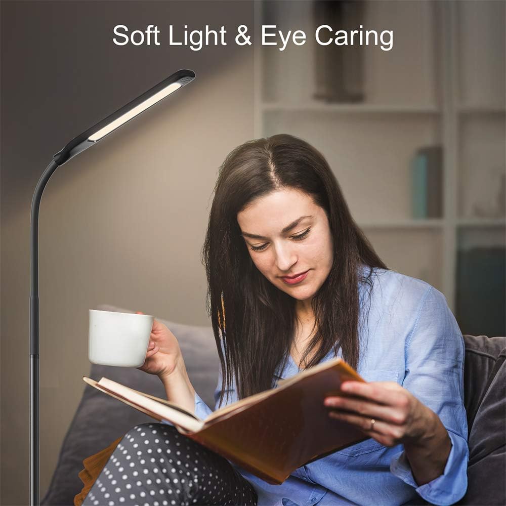 Miroco LED Floor Lamp with 4 Brightness Levels & 4 Colors Temperatures, Adjustable LED Floor Light, Dimmable Adjustable Reading Standing Lamp for Sewing Painting Piano Puzzle Craft Bedroom Office - - 