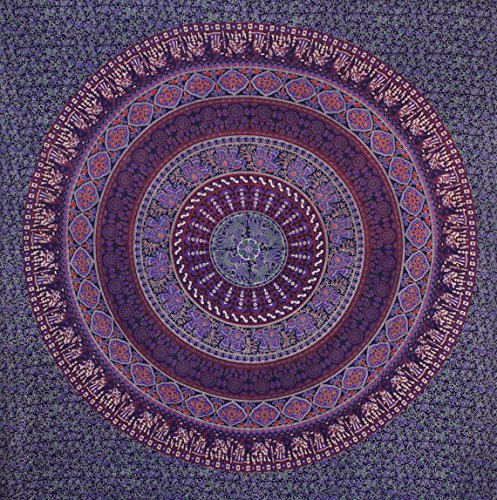 Elephant Mandala Tapestry Lady Hippy Wall Hanging Purple Throw Wall Hanging Bohemian Style Mandala Wall Hanging Dorm Beach Throw Bohodecor