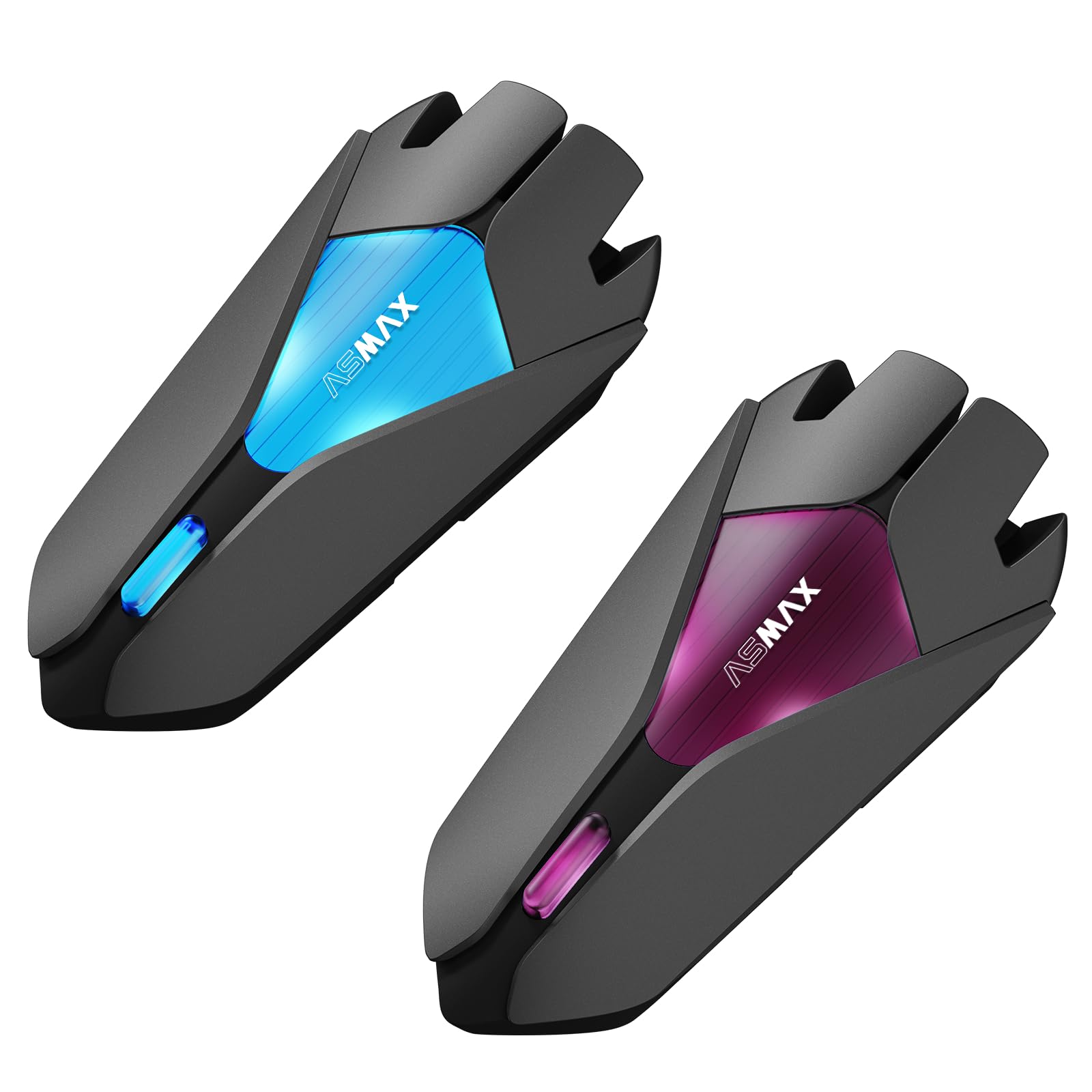 ASMAX Z1 Motorcycle Bluetooth Headset, 10 riders Helmet Mesh Intercom Communication Systems, Voice-Controlled/Fast Charging/Universal Pairing/Noise Cancellation/ IP67 Waterproof, 2 Pack