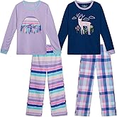 Eddie Bauer Girls' Pajama Set - 4 Piece Matching Fleece Graphic Pajama Tops and Pajama Pants for Girls (Sizes: 5-14)