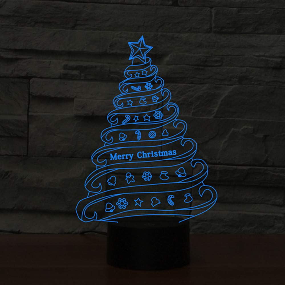 Novelty 3D Table Lamp 3D Christmas Tree Home Decor Night Lights LED USB with 7 Colors Sensor Desk Lamp as Holiday Gifts