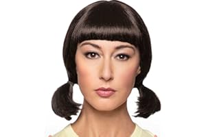 ENIGMA COSTUME WIGS Robot Doll Squid Color Brown - Enigma Wigs Red Green Light Game Giant Killer Girl Pigtails Korean Younghee Fancy Dress Bundle MaxWigs Costume Wig Care Guide