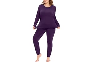 COOTRY Plus Size Thermal Underwear for Women Long Johns Fleece Lined Base Layer Top and Bottom Sets