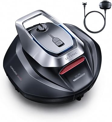 Robot Limpiafondos Piscina, 90Min, 80m², Recogida sin Poste, Estacionamiento Automático, Aspirador Piscina Fondos sin Cable con 2 Motores, 5200mAh, para Piscina Elevada y Enterrada