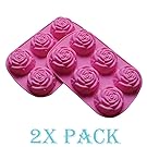 2 pack of X Large Rose Flower Ice Cube Chocolate Soap Tray Mold Silicone Party maker (Ships From USA)