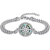 PARYFO Compass Bracelet for Men and Women 925 Sterling Silver Celtic Compass Jewelry Travel, Adventure, Journey Bracelet Graduation and Traveler Gifts with 7+2 Inch Stainless Steel Chain