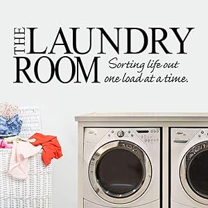 Laundry Room Wall Decals, Tuscom Funny The Laundry Room Sorting Life Out One Load at a Time Words Quote Wall Sticker, Peel and Stick Vinyl Wall Decor Letter Saying Mural Decals, 23.62