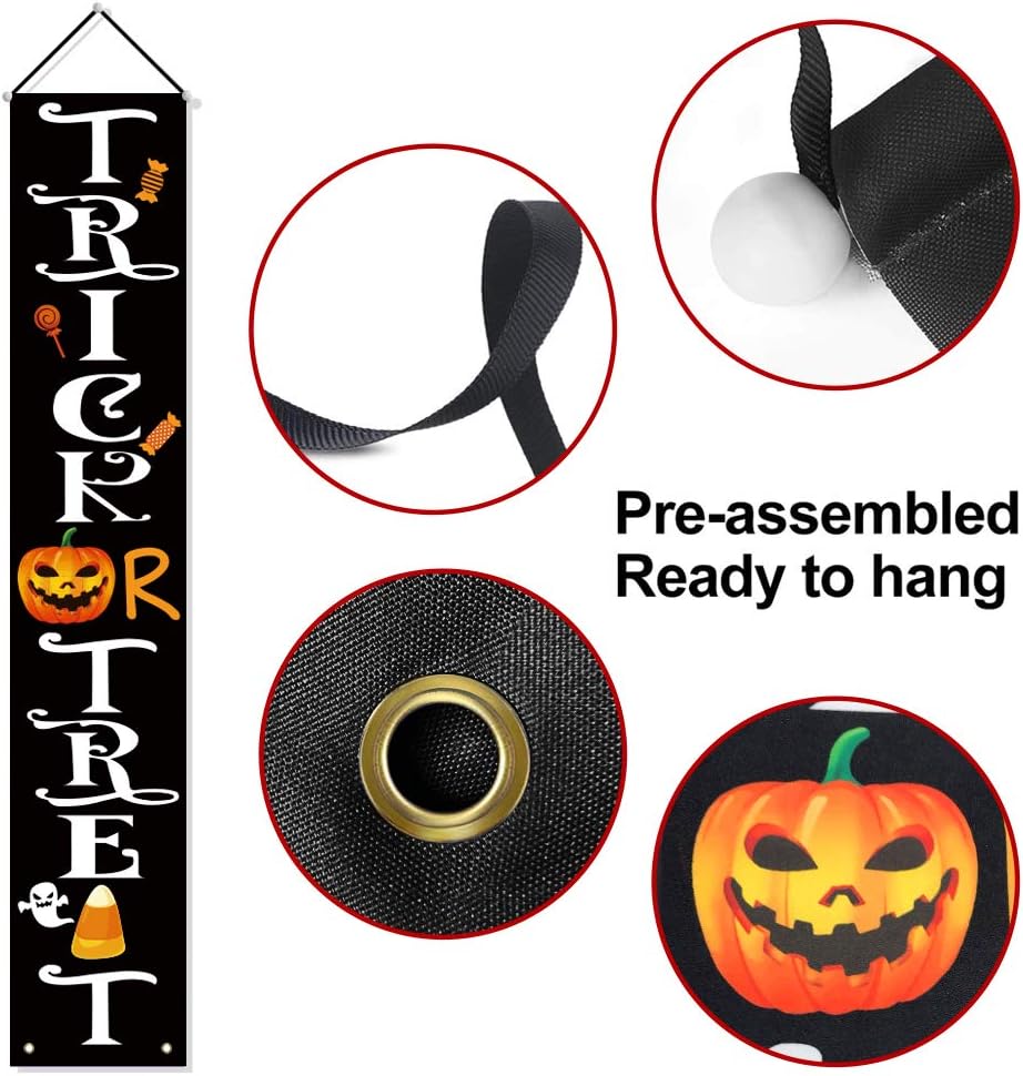 Halloween Decorations Outdoor Indoor - Trick OR Treat Hocus Pocus Large Banners Porch Signs - Witch Decor for Home Front Door Outside Yard Garden Party Office : Garden & Outdoor