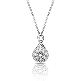 yoalincy 2CT Moissanite Necklaces for Women 925 Sterling silver White Gold Plated D Color VVS1 Round Brilliant Cut Necklaces for Women Gifts for Women Her Mom on Birthday Anniversar