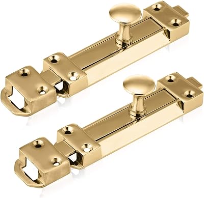 XFORT 2 Pack Polished Brass Door Bolt Surface Mounted 150mm
