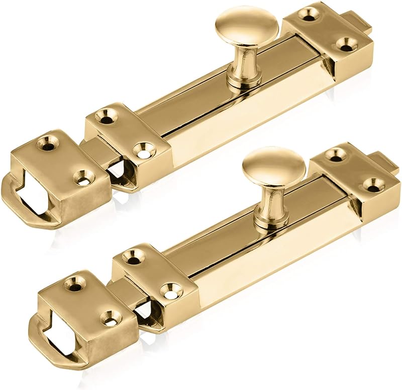 XFORT 2 Pack Polished Brass Door Bolt Surface Mounted 150mm
