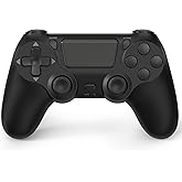 MOOGOLE Wireless Controller Compatible with PS4, with Vibration Feedback/Motion Sensing/Touchpad/Light Bar/Speaker/3.5mm Headphone Jack/Share - Black