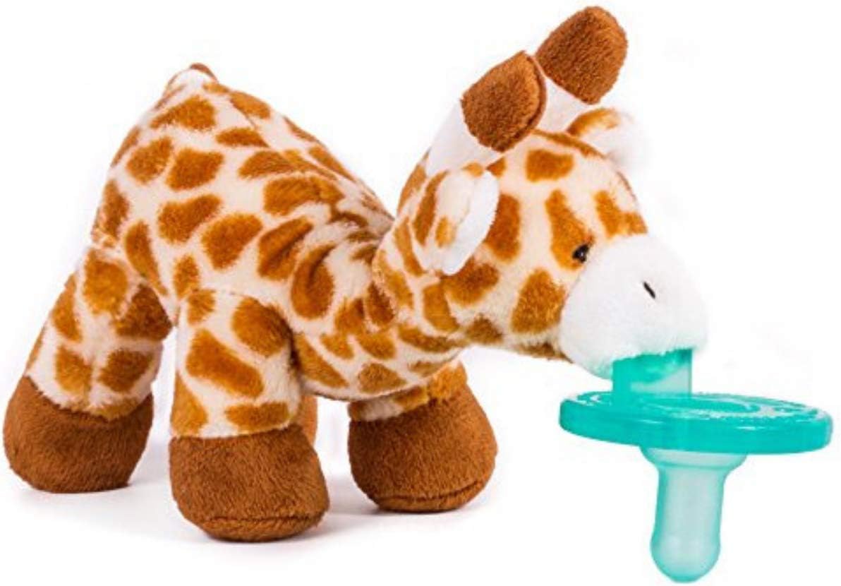 Pacifier Animal Holder - Stuffed Giraffe Soothie Paci by The Hamptons Baby - Plush Binky Toy with Attached Pacifier - Baby Animal Pacifier, BPA-Free Silicone, Unisex for Boys & Girls