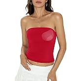 EasyGala Womens Padded Double Lined Tube Tops Non Slip Crop Strapless Bandeau Tops Sexy Going Out Tops Y2K Summer Outfit
