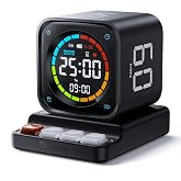 TK3 Pomodoro Timer Cube, Desk Productivity Timer with 5/10/30/60 Min Presets, Custom Countdown, Stopwatch, Clock, 3 Alarm, Silent, Vibrate &amp; Sound Mode, for Task, ADHD, Study, Kitchen (Obsidian Black)