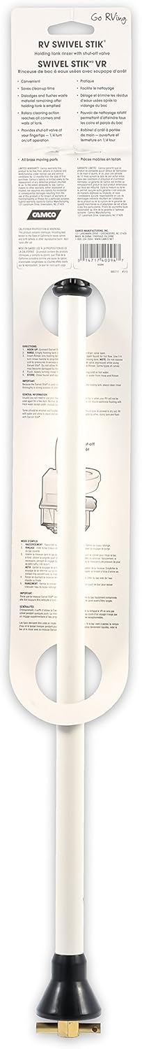 Camco RV Straight Swivel Stik with Shutoff Valve- Creates Powerful Cleaning Action that Dislodges and Flushes Stubborn Waste Deposits and Combats Odors (40094): Automotive