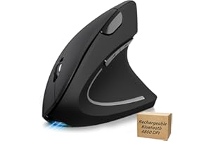 TECKNET Ergonomic Mouse, Rechargeable 2.4G+Bluetooth Vertical Mice 6 DPI Adjustable, Wireless Optical Carpal Tunnel Mouse Rig