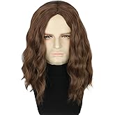Topcosplay Mens Wig Brown Short Curly Wigs Man or Women Wig Halloween Costume Party Wig Funny Wigs