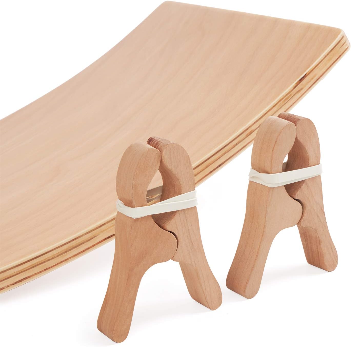 LuckIn 32-Inch Natural Wooden Balance Boards, Waldorf Wobble Toys for Toddlers, Kids and Adults to Rock on, Include 2-Pack Natural Cherry Wood Toys Clips : Sports & Outdoors
