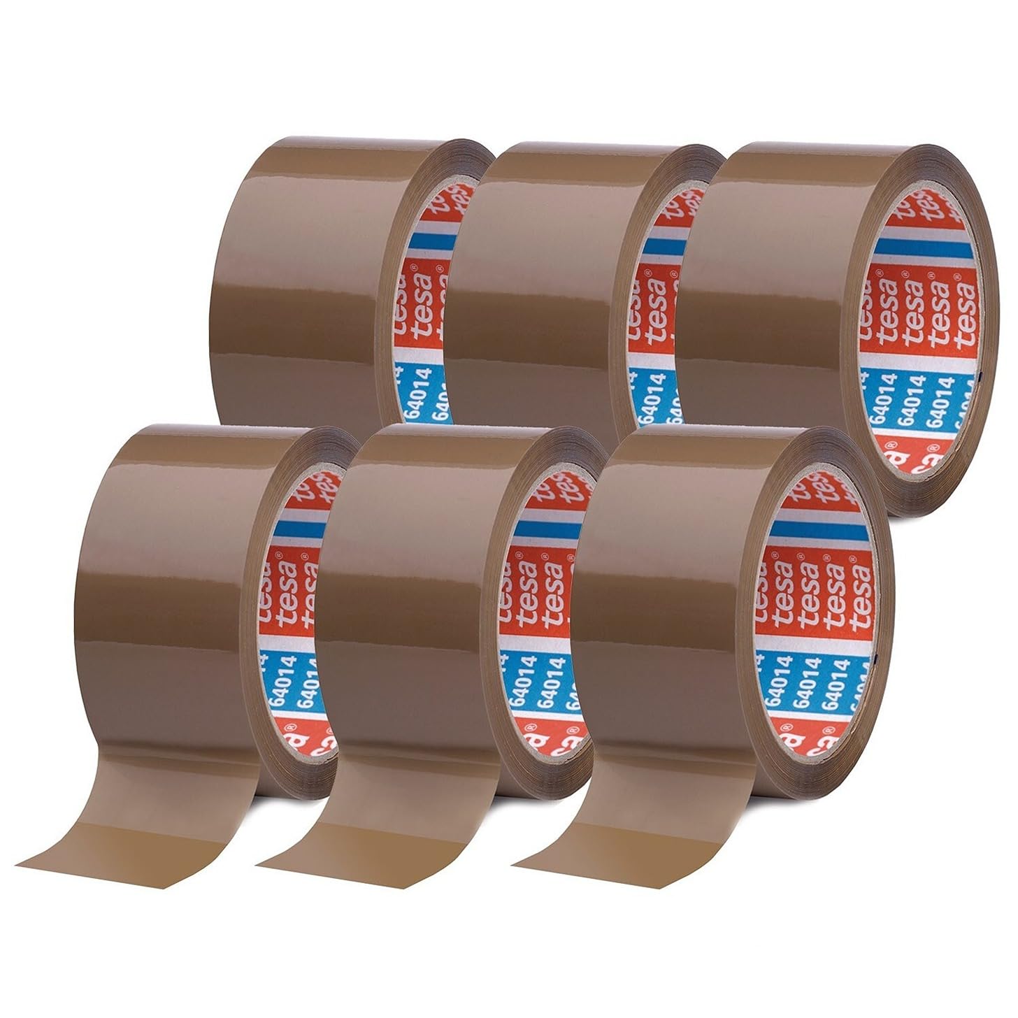 tesapack 64014 Low-Noise Parcel Tape, Pack of 6, for Packing Parcels and Shipping Boxes, Transparent, 6 Rolls, Each Roll 66 m
