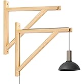 Cuyacili Wall Lamp Shelf Wood Bracket Wall Mount Triangle Supports Hanging Wall Sconces Decoration Farmhouse Rustic Design Hanging Lamps for Living Room Indoor Bar Caf&eacute; No Lamp
