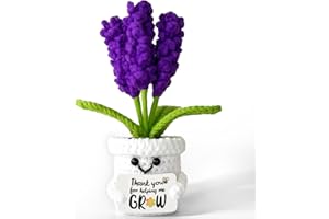 AHANKERE Emotional Support Positive Crochet Lavender,Handmade Crochet Potted Flower with Card-Thank You for Helping Me Grow,for Teacher Thank You Gifts,Stress Relief Gift for Women