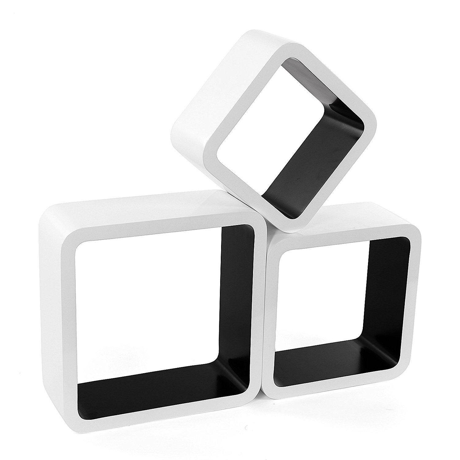 Luxury Set of 3 Cube Floating Shelves with Retro Design Wall Mounted