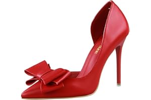 Women's Bow 3.95in Stiletto High Kitten Heels Bow Slip-On Stiletto Pumps Fashion High Heel Casual Party Daily Formal Pumps