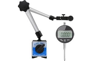 LAIWOO Electronic Digital Dial Indicator with Magnetic Base, 0-1''/25.4 mm, 0.01mm/ 0.0005" Inch/Metric Conversion Measuring Tool for 3D Printer, Lathe, Workshop, CNC Machine, Table Saw