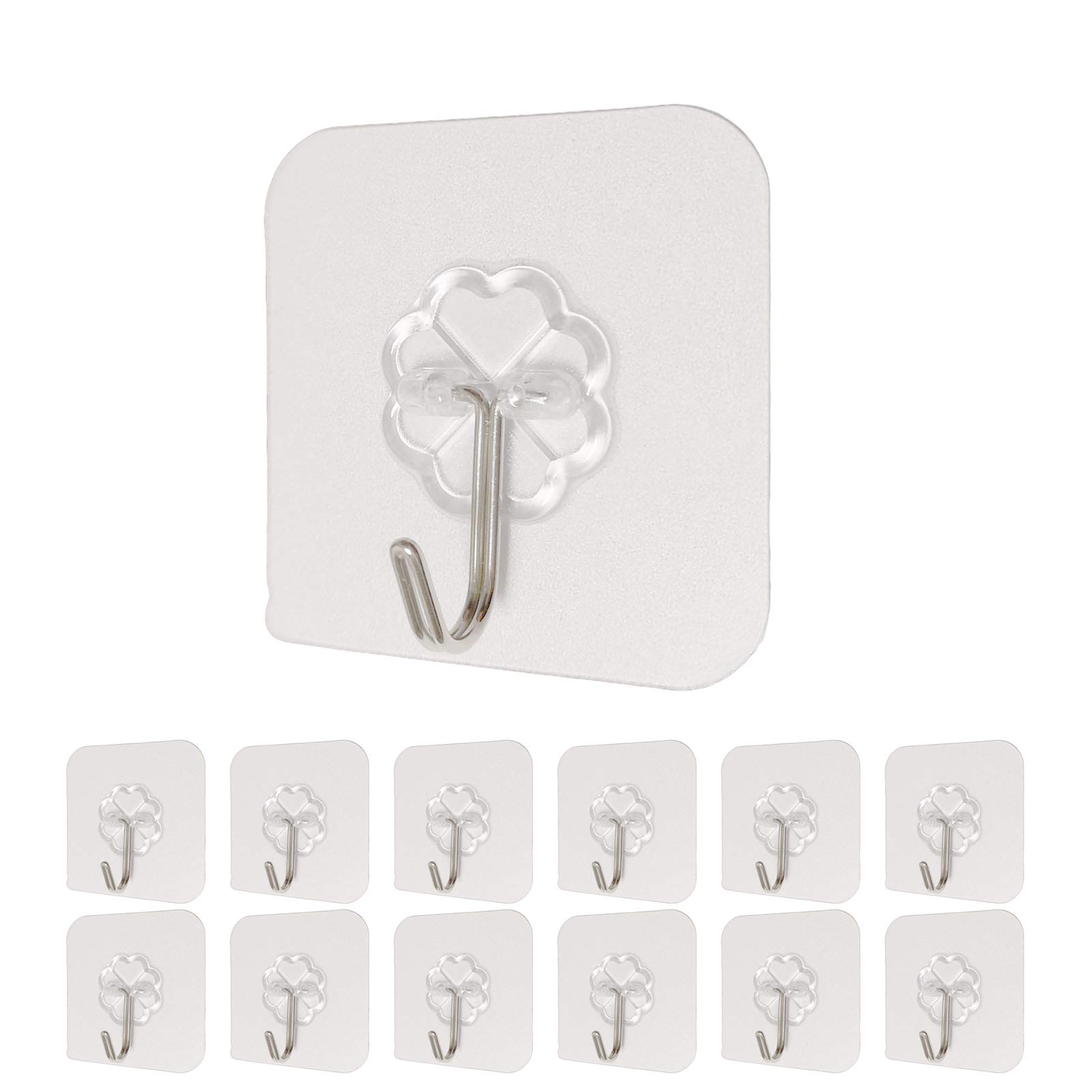 Vrandu Adhesive Hooks, Waterproof Self-Adhesive Heavy Duty Wall Hooks. (12 PCS)