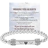 DIOWUS For Memorial In Memory of Loved Ones-Heart With Wings Diamond Beaded Stretch Bracelets,Angel Wing Missing You Always Lost Lover Stainless Steel Engraving Tube Gift Jewelry For Women Men