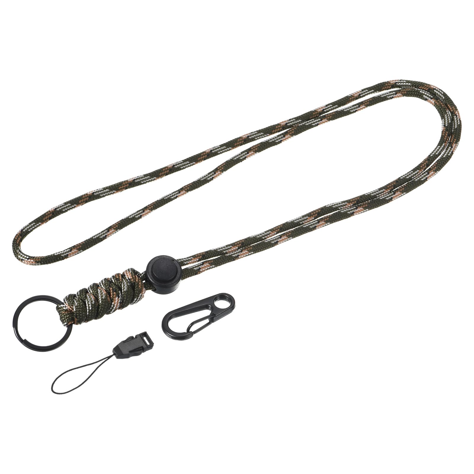 YOKIVE 1 Pcs Paracord Lanyards, Necklace Keychain Cord Metal Clasp Hooks Ring Straps | Great for Home Keys, ID Cards, Badge Holders (Camo Green, 20.5-Inch)