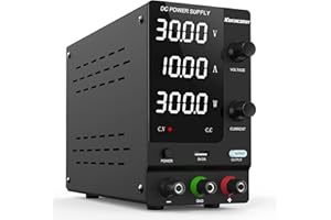 IKococater DC Power Supply Variable 30V 10A with Output Switch, Adjustable Regulated Switching Bench Power Supply with 4-Digits LED Power Display, 5V/2A USB Interface, Accurate Encoder Adjustment Knob