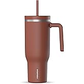 Hydrapeak Voyager 40 Oz Stainless Steel Tumbler with Handle, Insulated Water Bottle With Straw & Lid, Cupholder Friendly Reusable Travel Mug (Gingerbread)