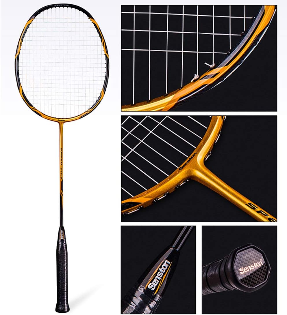 Senston - High Grade 2 Player Graphite Badminton Racket Set - Including 1 Badminton Bag/2 Rackets/2 Grip(Blue+Yellow) : Sports & Outdoors