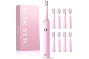 JTF Electric Toothbrushes for Adults with 2 Mins Smart Timer,Sonic Electric Toothbrush with 5 Modes & 8 Replacement Toothbrus