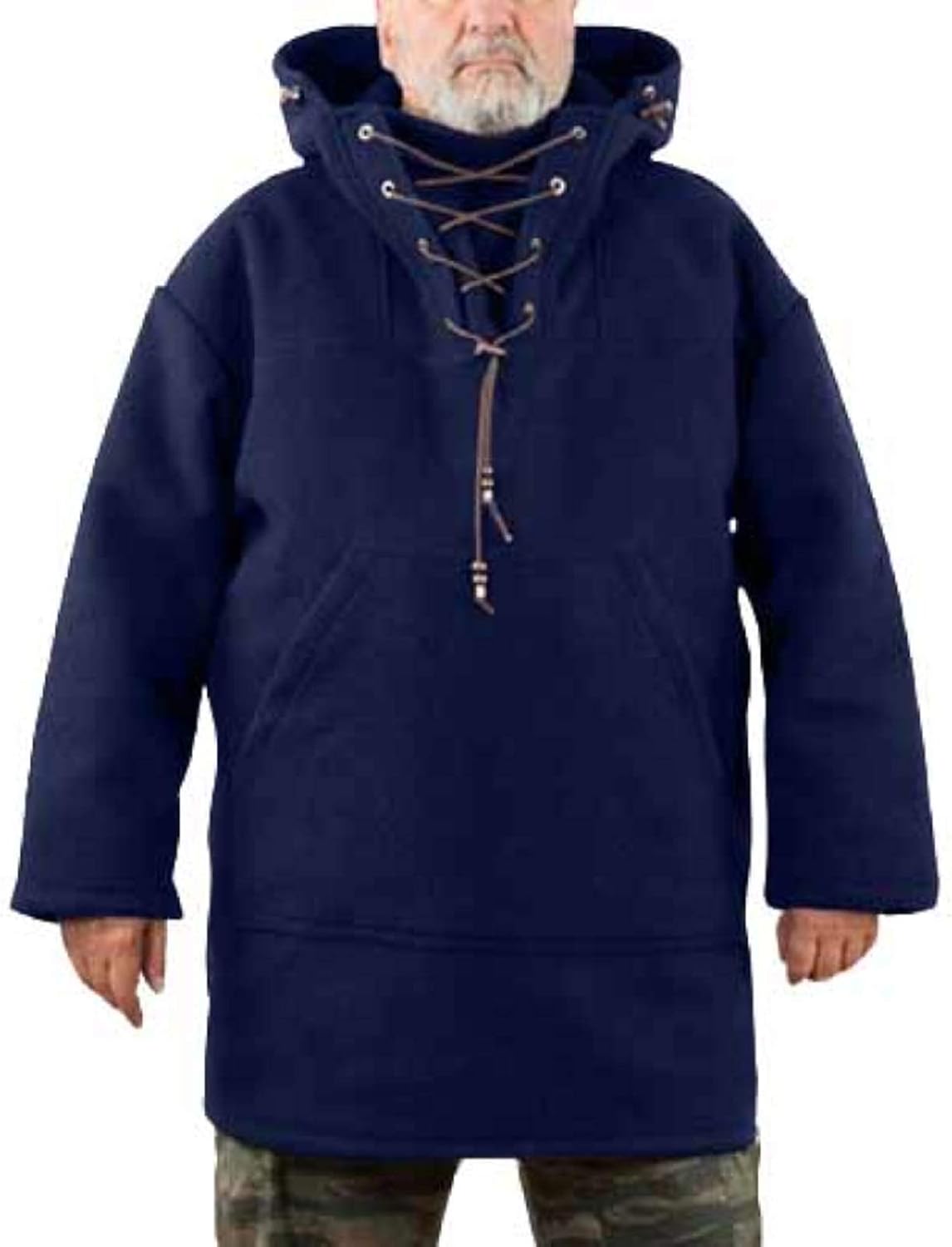 WESSD Winter Men Loose Trendy Wool Coat, Warm Casual Hooded