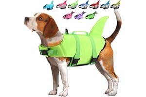 EMUST Dog Life Vest, Dog Life Jacket for Small, Middle, Large Dogs with Rescue Handle Dog Flotation Vest Safety Lifesaver for Swimming Pool Beach Boating, (S,SolidGreen)