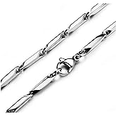 EUDAIMIA Stainless Steel Chain Necklace for Men Women Silver Rhombic Wheat Link 3mm Chains Fashion Jewelry Gift