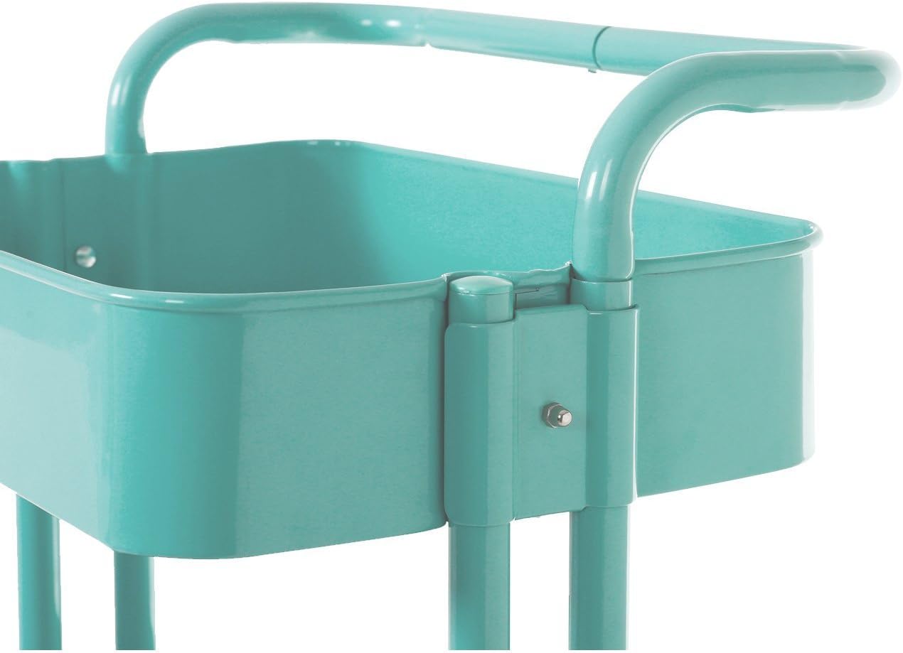 HollyHOME 3-Tier Metal Utility Service Cart Rolling Storage Shelves with Handles, Blue Storage Utility Cart : Office Products