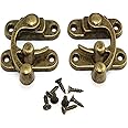 RuiLing 1 Pair Bronze Mini Swing Arm Clasp Latch Vintage Style Left Right Toggle Hasp Hook Metal Catch Curved Buckle for Suitcase Jewelry Box Toolbox 33x28mm