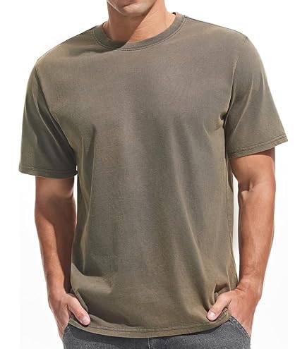 VEIISAR Men's Heavy Weight Crew Neck T-Shirt - Mens Premium Cotton