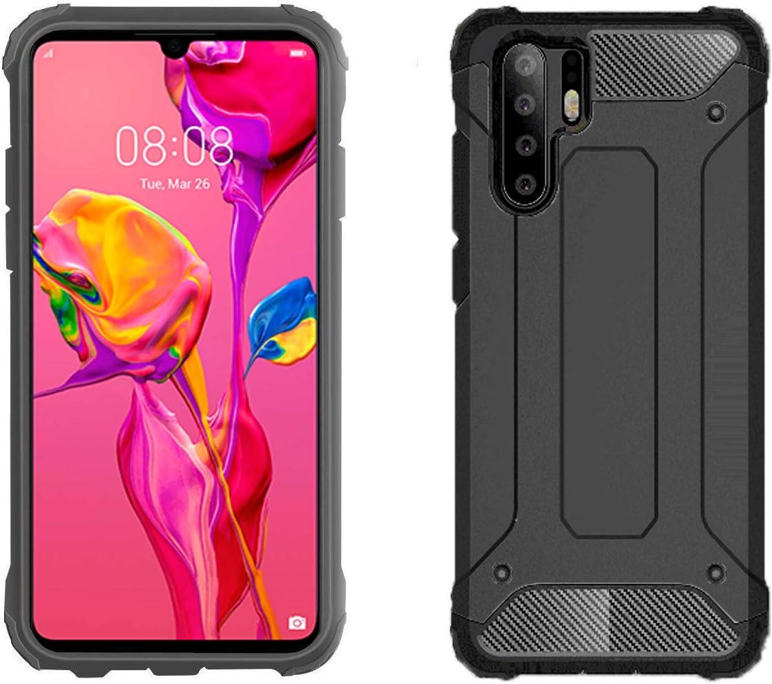 Case for Huawei P30 Pro, Armor Case for Huawei P30 Pro Smart Armor Case Shockproof Slim Anti Scratch Hybrid Dual Layer Heavy Duty Armor Defender Protective Case Cover Huawei P30 Pro Smart (BLACK)