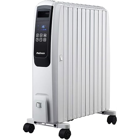 Pro Breeze 2500W Ölradiator mit digitalem Display - elektrischer, energiesparender Heizkörper mit 10 Rippen, Zeitschaltuhr, 4