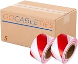 Gocableties Red White Barrier Tape 70mm x 500m Box of 5 Non Adhesive view 1