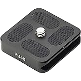 Benro PU40 Universal Arca-Style Quick Release Plate, 40 × 38 × 10 mm Solid Aluminum Construction with Anti-Twist Rubber Inlays for Tripods and Support Systems (PU40)