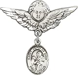 Sterling Silver Baby Badge Guardian Angel Pin with