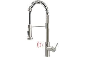 GIMILI Touchless Kitchen Faucet with Pull Down Sprayer, Motion Sensor Smart Hands-Free Activated Single Hole Spring Faucet for Kitchen Sink, Brushed Nickel